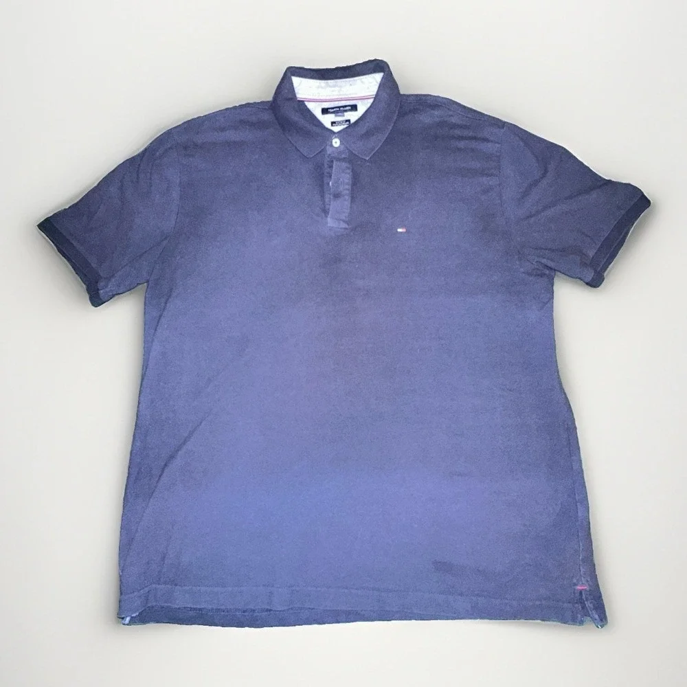 Tommy Hilfiger Mens Polo Shirt Double Extra Large (2XL) Navy Classic Prep